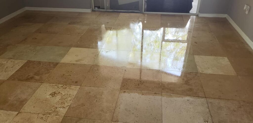 Travertine cleaning and polishing in Tampa Bay