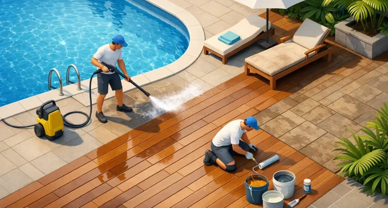 Pool Deck Cleaning and Sealing That Lasts